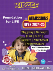 Pre schools, Playschools schools in Perumbakkam, Chennai, Kidzee, Plot no 7,16th street, Soumya Nagar, Medavakkam (perumbakkam main Road , Krishna Nagar,Medavakkam, Chennai